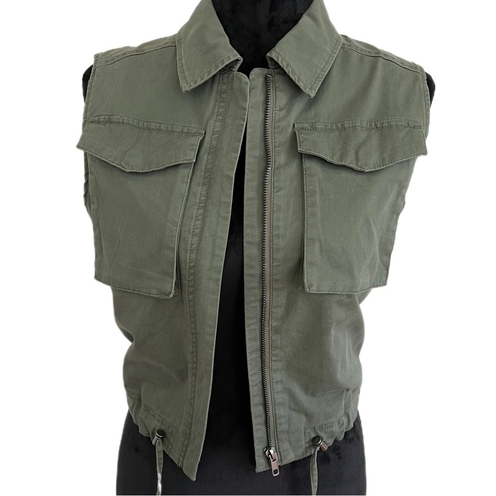A New Day- Olive Green Zip Vest (Sz xs) - Picture 2 of 14
